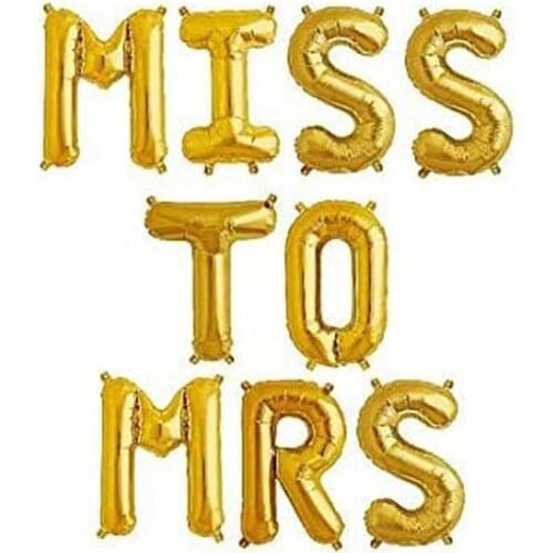 MISS TO MRS Bachelorette, Wedding, Bridal Shower Party Balloon Letter Decorations. 16 Inch Balloons Bridal Celebration Decor