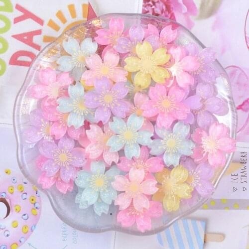 Fashion Jewelry Accessory 2.6cm Colorful Resin Flowers Sakura Headwear Pendants DIY Jewelry Making Handwork Home Decor