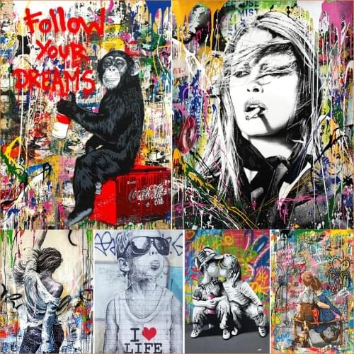 Tapb Street Graffiti Art Follow Your Dreams Canvas Paintings By Number Abstract Art Canvas Prints for Home Wall Decoration