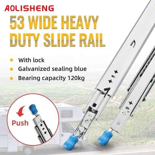 AOLISHENG Three-fold Fully Extended Heavy-duty Drawer Slides With Lock 53 mm Push Open Undermount Slide Rail Load 120KG