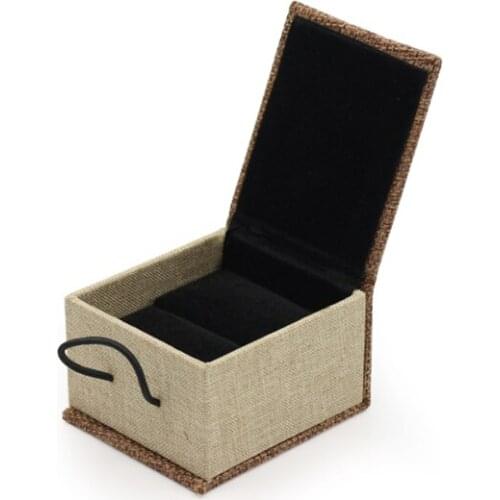 New Environmental Protection Wooden Buckle Linen Ring Bracelet Pendant Long Chain Jewelry Box Imported Dimensional Color Paper