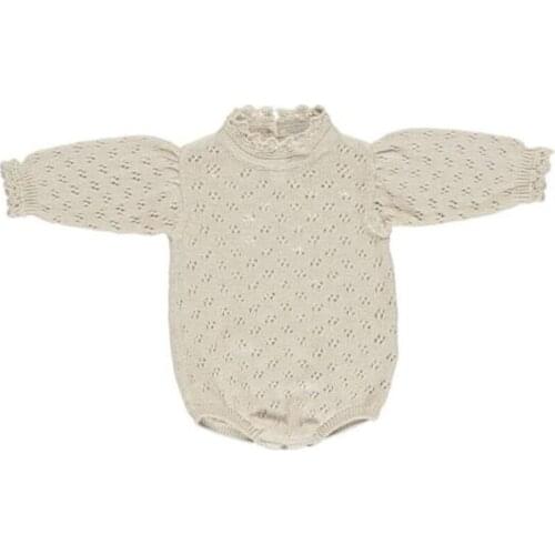 2020 Autumn Baby Hollow Lace Cotton Knitted Jumpsuit Baby Bottoming Sweater Crawling Clothes