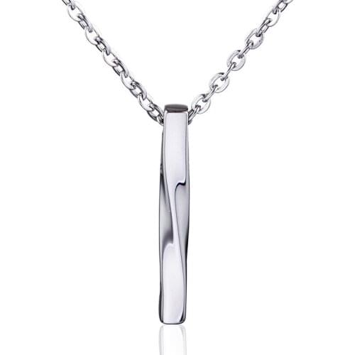 New Oxidation Rainbow Bar Square Twisted Column Pendant Necklace For Men Stainless Steel Male Female Couples Jewelry