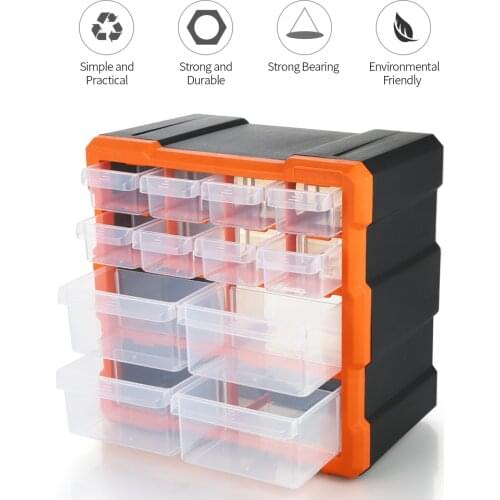 Plastic Parts Storage Box Hardware Box Organizer Craft Cabinet Tools Components Container Storage Case with 12 Dividers