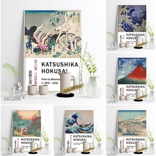 Katsushika Hokusai Ukiyoe Exhibition Poster Masculine Wave Vintage Japanese Art Wall Stickers Fine Wind Clear Morning Home Decor