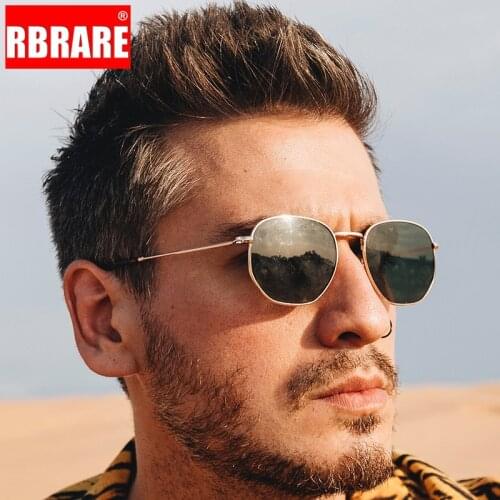 RBRARE Metal Small Frame Square Sunglasses Men/Women Classic Vintage Mercury Ocean Film Fashion Mirror Lunette Soleil Femme
