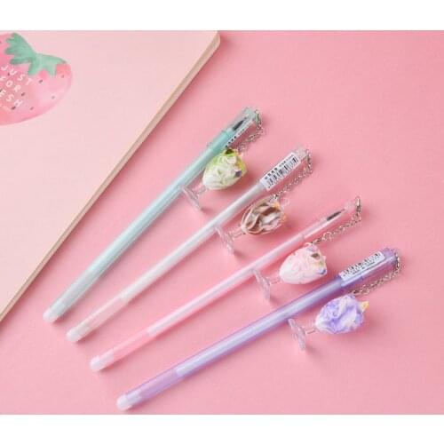 20 pcs/lot Ceative Ice Cream Cup Pendant Gel Pen Cute 0.5mm black Ink Signature Pens Promotional Gift Office School Supplies
