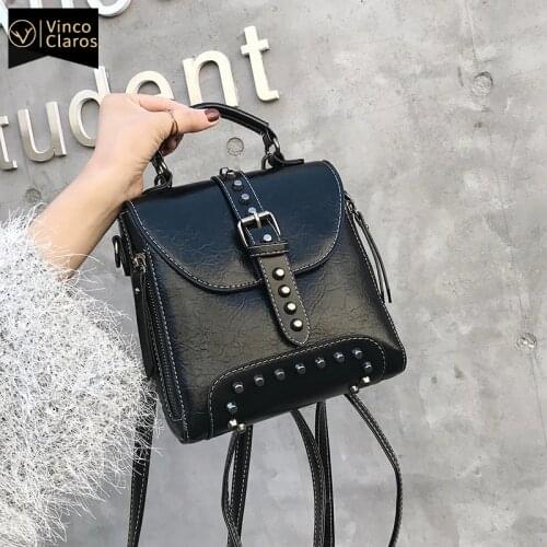 Fashion Cute Mini Backpack Women Vintage Leather Backpacks Small Rivet Backpack Crossbody Bags for Women 2020 Shoulder Bag Trend