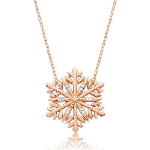 Silver Snow Snowflake Lady Necklace