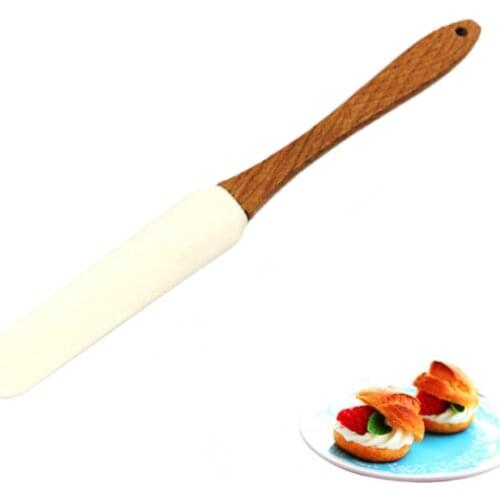 Scraper Durable Wood Handle Utensil Spatula Cream Butter Removable Silicone Butter Cream Stirring Scraper Kitchen Pastry Tool