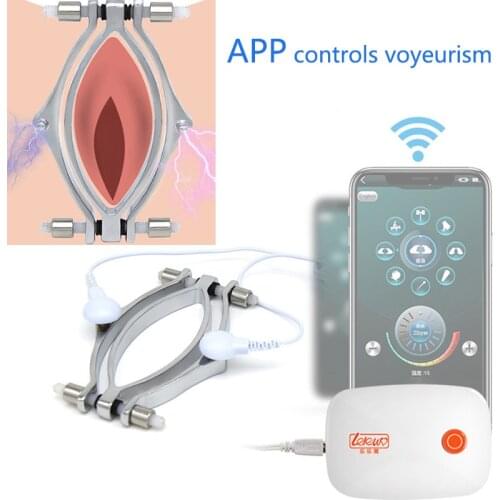 App Electric Shock Labia Clip Clitoris Clamps Stimulator BDSM Bondage Peeping Vagina Speculum Sex Toys For Couples Flirting Puss