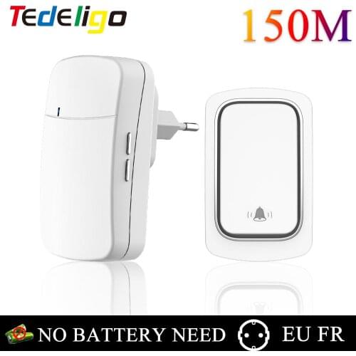 Outdoor Wireless Doorbell 220V Smart Kinetic Ring Bell Sets 2 in 1 Receiver Waterproof Self-powered No battery For Home Control