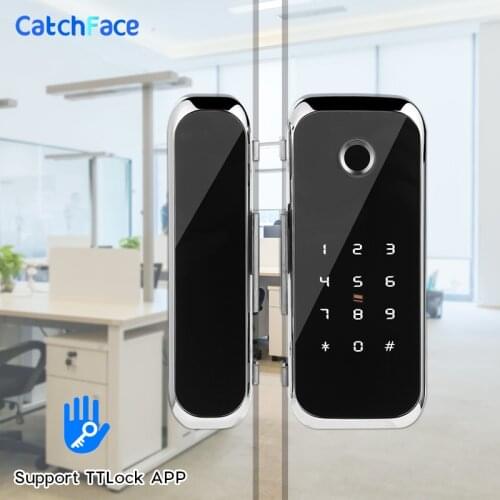 TTlock APP Fingerprint Smart lock WiFi remote control with IC card password for frameless glass door push or sliding door