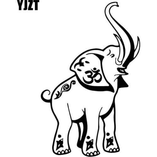 YJZT 11.2CM*17.4CM Cartoon Elephant Creative Decorate Car Sticker Body Of Car Vinyl Decal Black/Silver C4-1647