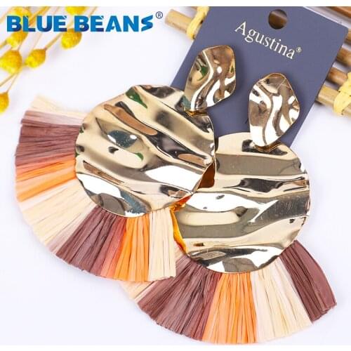 Boho Tassel Earring For Women Drop Dangle Earring 2019 hot Fashion Large geometric Raffia Fringe Summer Jewelry Bijoux Statement