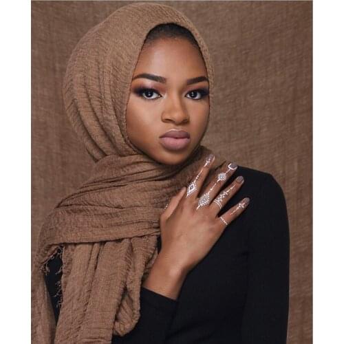 Women Maxi Solid Cotton Scarf Bubble Plain Fringe Muslim Hijab Shawl Long Pashmina Foulard Shawls Bandana Islamic Head Wraps