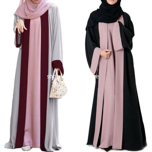 Dubai Muslim Women Long Sleeve Open Cardigan Maxi Dress Kimono Abaya Kaftan Jilbab Party Arab Gown Islamic Robe Ramadan Clothing