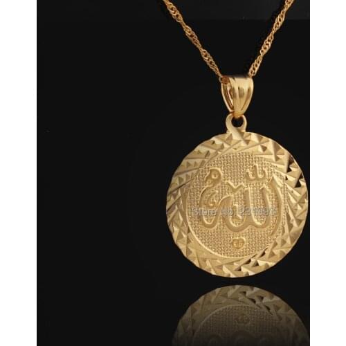 Round allah gold necklace pendant 18K Gold Plated allah Pendant Necklace Accessories Jewelry 20134