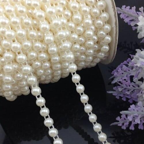 1Yards 6mm Handmade Simulated-pearl Plastic Chain beads DIY Accessory