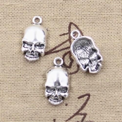 30pcs Charms Skull Skeleton Head 18x10mm Antique Bronze Silver Color Pendants Making DIY Handmade Tibetan Bronze Jewelry