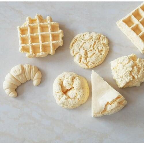 Large Waffle Candle Silicone Molds Cookies Croissant Donut Fruit Leaf Shape Fragrance Handmade Candle Making Wax Mold