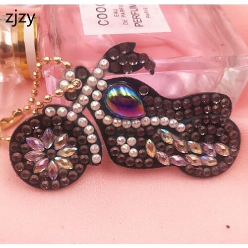 Motorcycle Design Diy Diamond Keychain Painting Christmas Gift 5D Special Full Drill Woman Girl Jewelry Keyring Home Gift