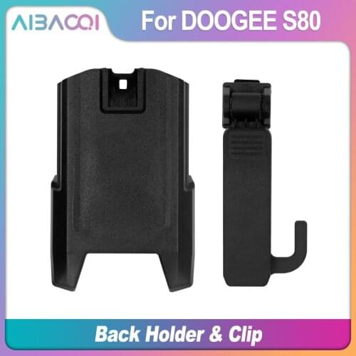 AiBaoQi New Original Cell Phone Back Flip Support Clip Case+Back Black Holder Cover For Doogee S80/ S80 Lite Phone