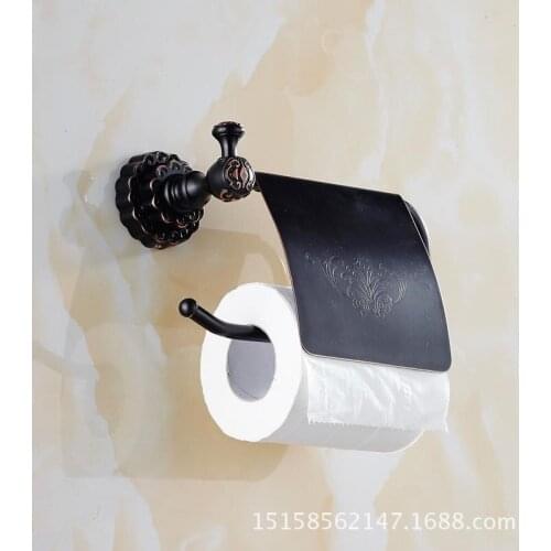 Black bronze European paper towel holder copper antique paper towel bathroom toilet paper tray rack roll holder
