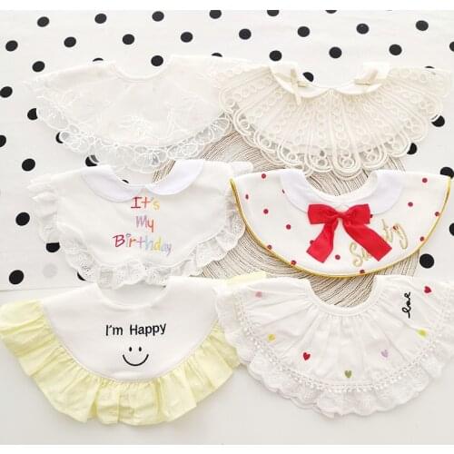 2020 Korean version of the princess wind baby saliva towel round baby thickened bib cotton childrens bib fake collar