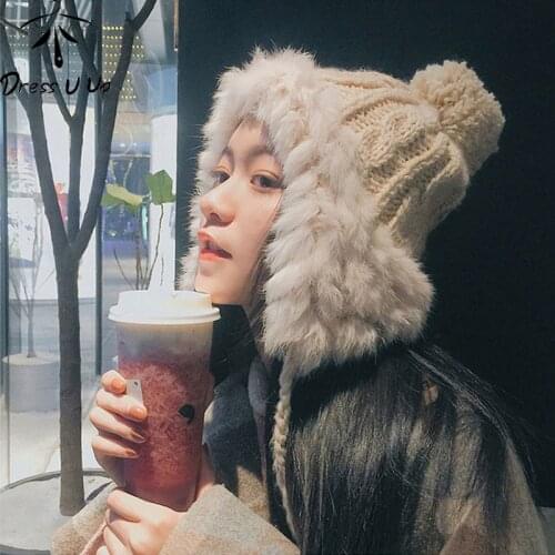 DRESSUUP High Quality Winter Bomber Hat Men Women Thick Warm Russian Fur Hat Solid Riding Earflap Trapper Hat Russian Ushanka Ha