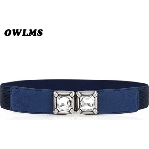 Elegant Women Cummerbunds HOT thin Stretch waistbands Elastic Corset Waist Belts dress red Waistband vintage crystal buckle lady