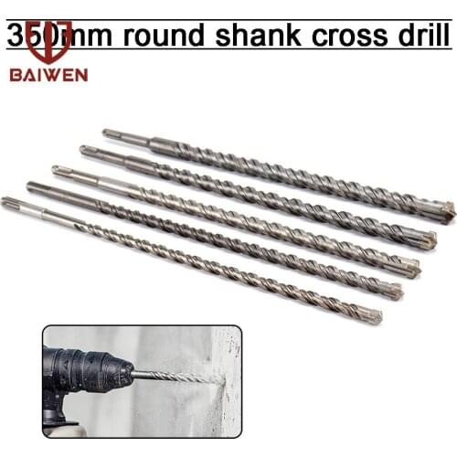 350mm Electric Hammer Drill Bits 10/12/14/16/18/20/22/25mm Cross Type Tungsten Steel Alloy SDS Plus For Concrete Masonry