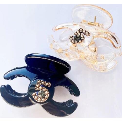 Korean Geometric Acryl Crystal Embossing NO.5 Hair Claws Clip Horsetail Clip For Women Girls New Rhinestone Clip Jewelry