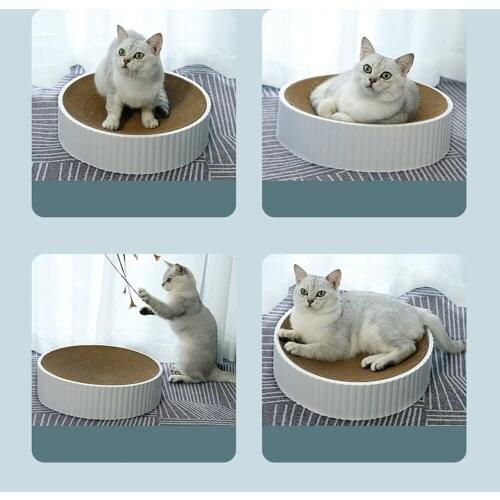 Round Corrugated Paper Cat Scratch Board Kitten Bowl Type Scraper Bed Mat Pad Interactive Grind Nail Cats Scratcher Catnip Toys