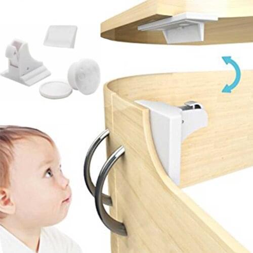 4 Locks+1 Key Magnetic Lock Child Protection Baby Safety Lock Drawer Latch Cabinet Door Locks Infant Security Magnetic Locking