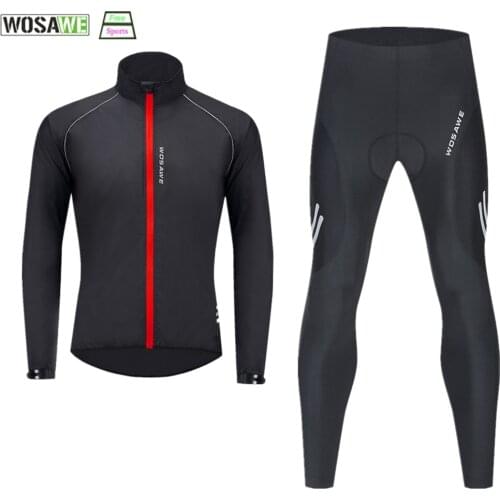 WOSAWE Mens Cycling Jacket Summer Spring Mountain Road Bicycle Jacket and Pants Cycling Suit Windproof Water Repellent