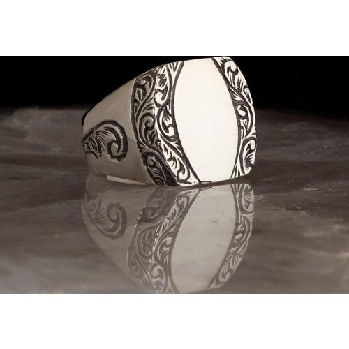 Handmade Pen İşçilikli 925 Sterling Mens Silver Ring