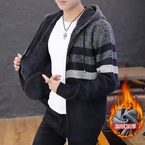 Black Sweater Men Red New Hooded Long Sleeve Winter Fashion Zipper O-Neck Casual Cardigan Mens Sweaters