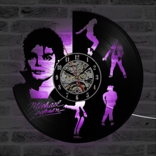 Musician Michael Jackson LED Wall Clock Vinyl Record Wall Clock with 7 Colors LED Change Dancing Michael Jackson Home Decor