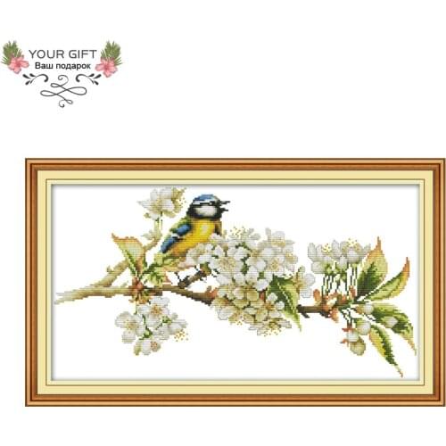 Joy Sunday DA147 14CT 11CT Counted and Stamped Home Decor Bird And Flowers Needlework Embroidery DIY Cross Stitch kits