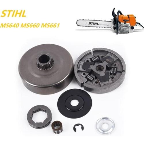 3/8" Pitch 7T Spline Clutch Drum Rim Sprocket E-Clip Kit Fit STIHL MS640 MS660 MS661 066 064 Chainsaw Replacement Spare Parts