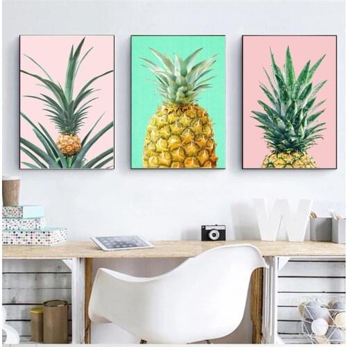 Pineapple Art Print Poster Tropical Fruit Canvas Painting Wall Art Pictures for Living Room Dining Room home Decor Cuadros