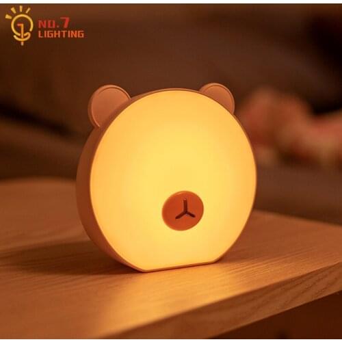 Animal Lovely Bear Night Lights with Touch Dimming USB Charging Eye Protect Home Decor Boys/girls Room As Gift Bedroom Bedside