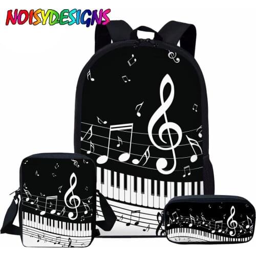 NOISYDESIGNS Piano Print Children School Bags for Kids Bagpack Teenager Girls Book Bags Music Note Girls Primary School Bag Set