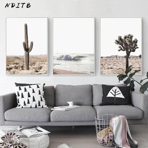 Desert Cactus Canvas Poster Nordic Landscape Print Modern Wall Art Painting Nature Decorative Picture Scandinavian Home Decor