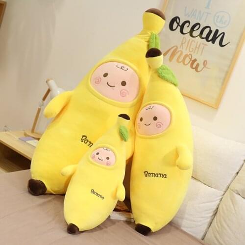 90cm Cute Banana Plush Toy Pillow Stuffed Fruit Doll Child Girls Gift Office Break Nap Sleep Pillow Soft Cushion Room Decoration