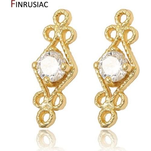 Pendant Accessories for jewelry copper metal 14k gold plated inlaid zircon rhombic small connector for jewelry making