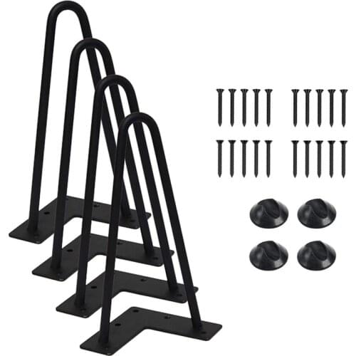 4PCS 8Inch Heavy-Duty Hairpin Coffee Table Legs with 4Pcs Bonus Rubber Floor Protectors Metal Legs Desk Legs