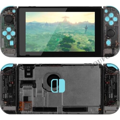 Clear Grey Custom Console Back Plate with Controller Housing Shell Case with Full Set Buttons for Nintendo Switch Dropshipping
