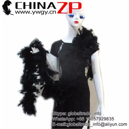 Made in CHINAZP Factory 80G/piece Good Quality Dyed Black Turkey Flat Feather Boas For Carnival Costume Uniform